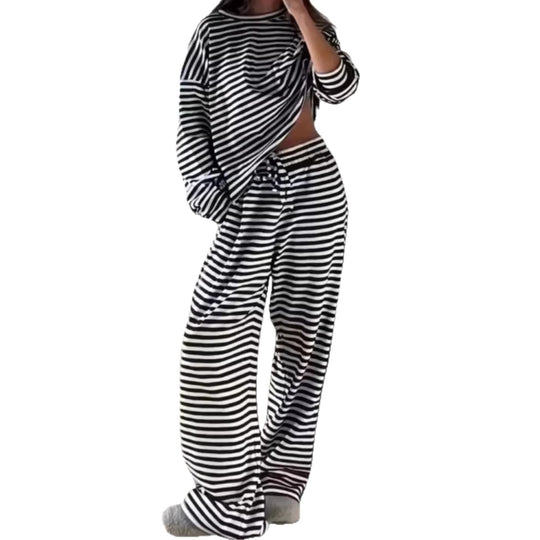 Damen Bequemes gestreiftes Lounge-Set