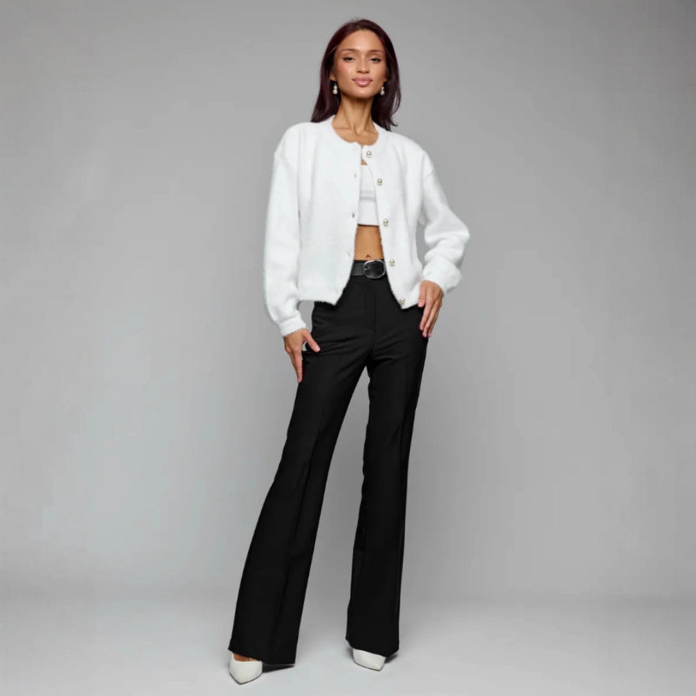 Damen Flauschiger Cardigan mit Knopfdetails Shop Nory