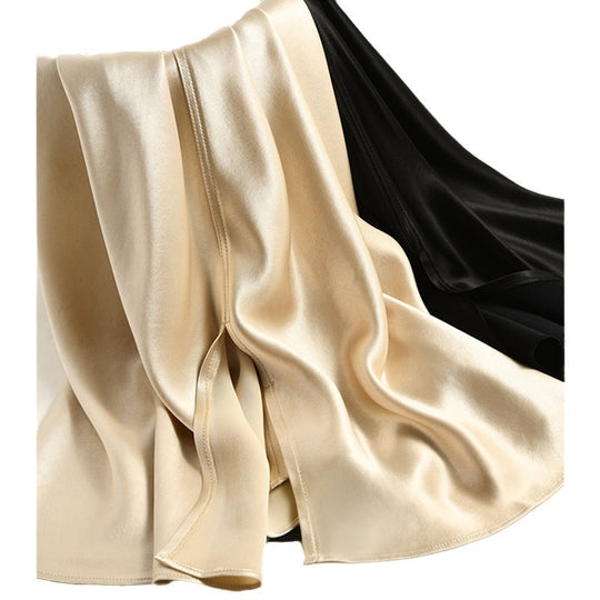 Damen Luxuriöser Satin Midirock mit hohem Schlitz Shop Nory