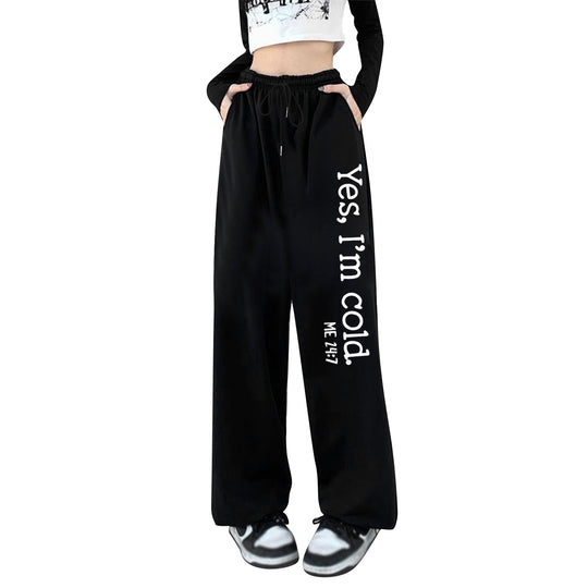 Damen nan weite Jogginghose hochgeschnitten mit seitlichem Statementprint und elastischem Bund Shop Nory