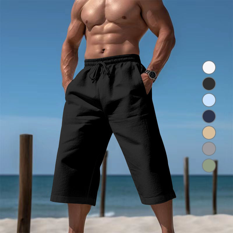 Herren nan lässige knielange Bermuda-Shorts mit elastischem Bund und Tunnelzug