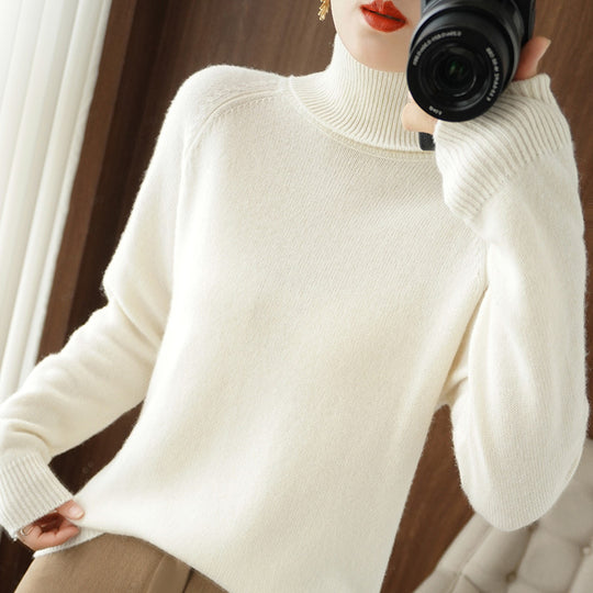 Damen Rollkragenpullover aus weichem Wollmix mit verlängerten Bündchen Shop Nory