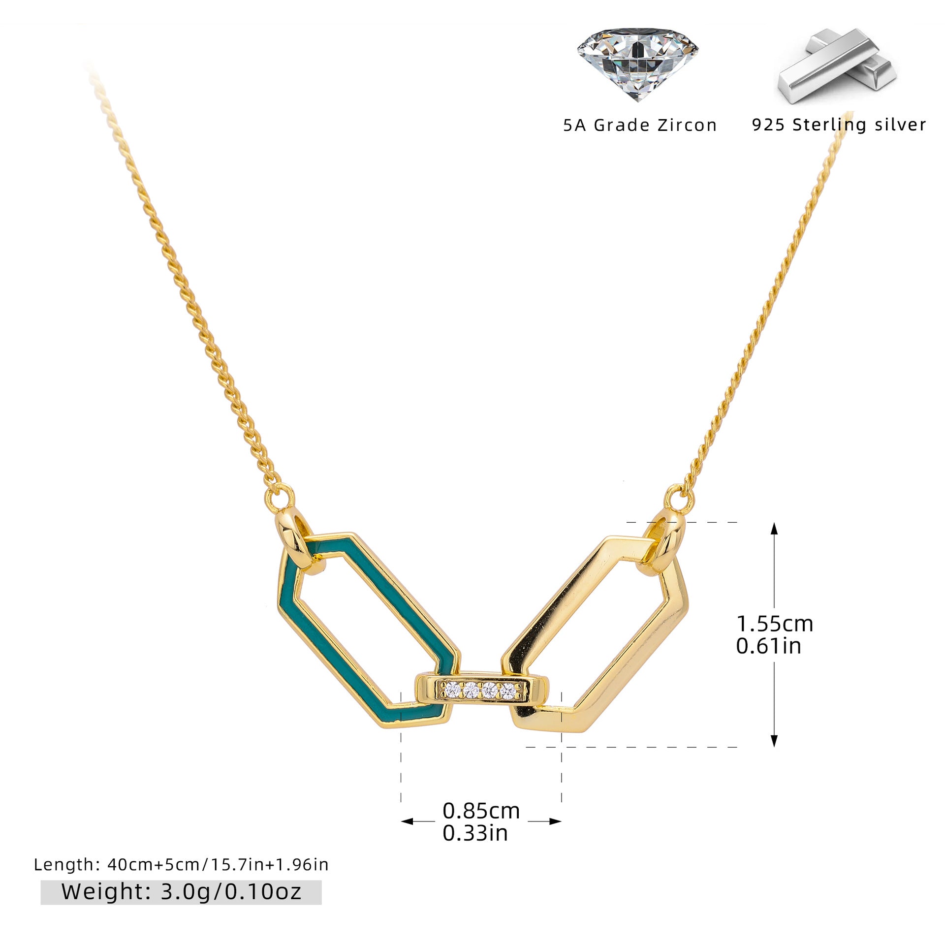 Damen Designer-Halskette aus 925 Sterling Silber mit funkelndem Zirkon Shop Nory