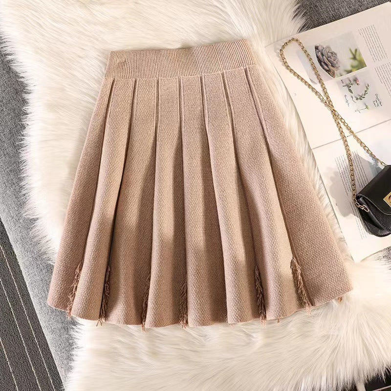 Damen Eleganter Plissee-Rock mit feinem Strickdesign Shop Nory