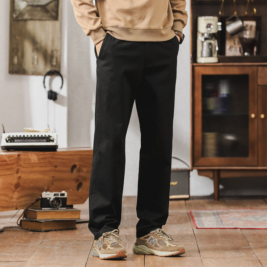 Herren Konisch zulaufende Baumwoll-Chinohose mit elastischem Bund und klassischen Eingrifftaschen Shop Nory