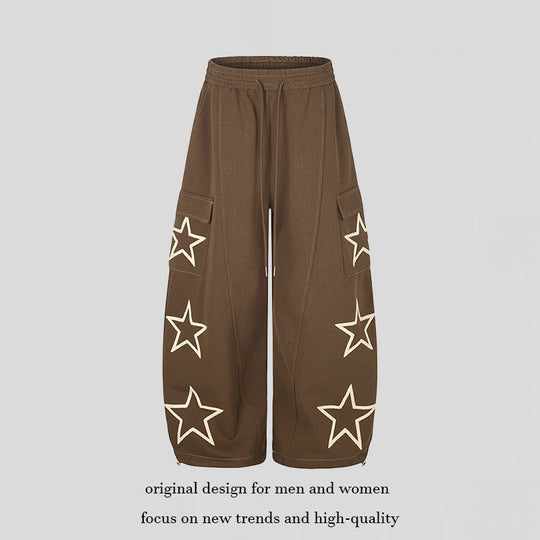 Damen Weite Cargo-Sweathose mit Sternapplikationen und Tunnelzugbund Shop Nory