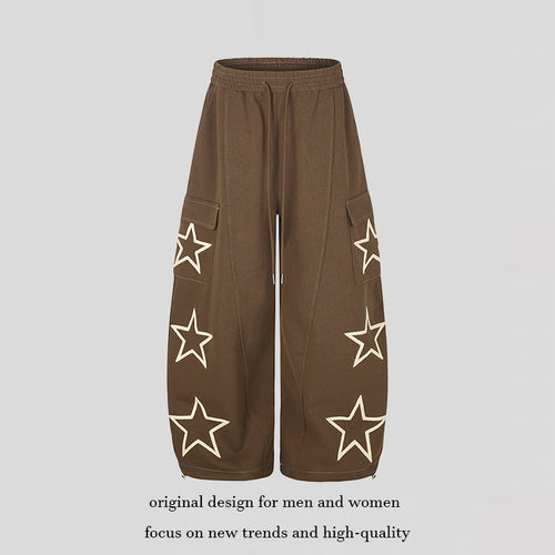 Damen Weite Cargo-Sweathose mit Sternapplikationen und Tunnelzugbund Shop Nory