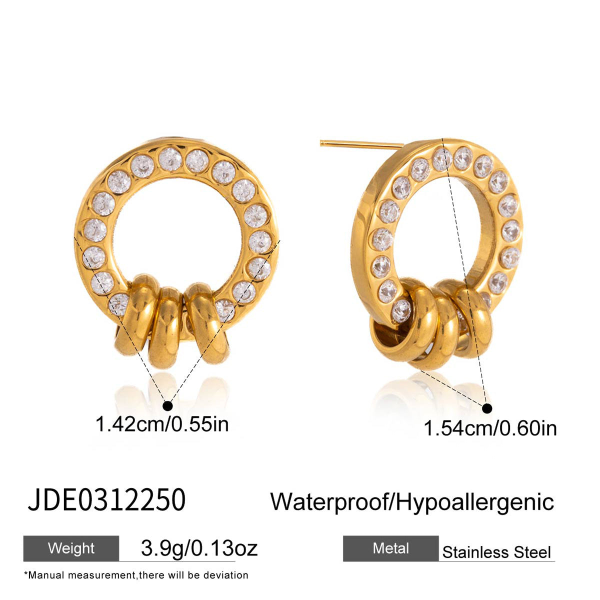 Damen Ohrhänger mit funkelnden Zirkonia-Ringen und hypoallergener Edelstahlverarbeitung Shop Nory