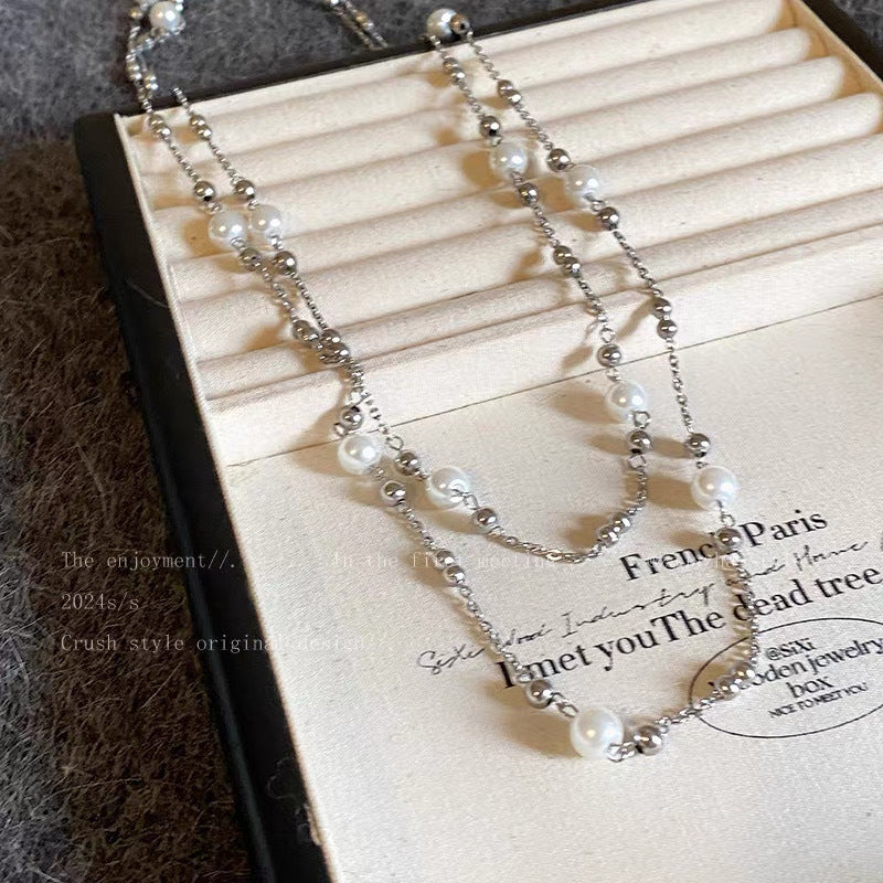 Damen Kette mit eleganten Perlen- und Metallakzenten Shop Nory