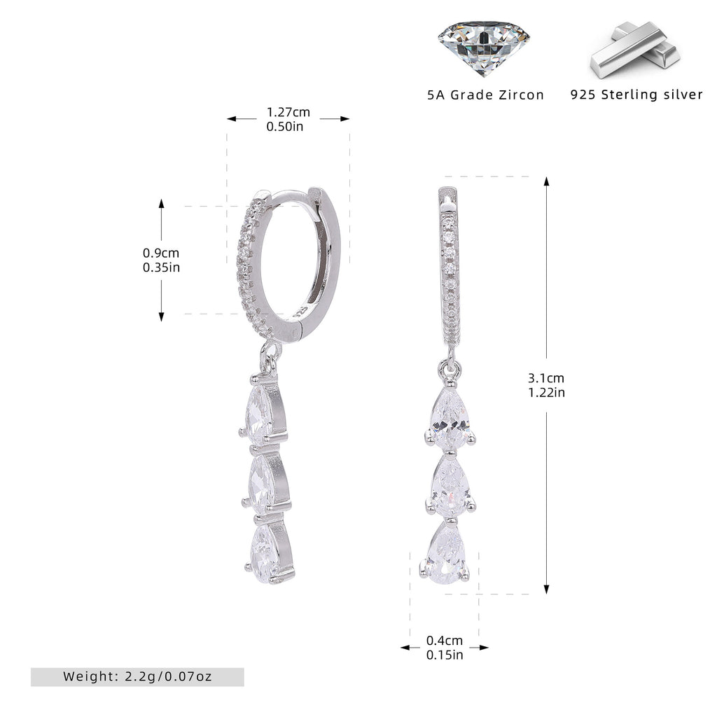 Damen Ohrhänger mit luxuriösen Zirkonanhängern aus hochwertigem 925 Sterling Silber Shop Nory