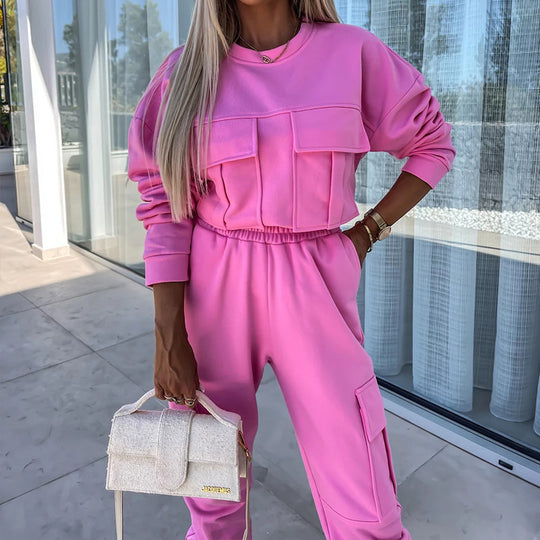 Damen Cargo-Loungewear-Set aus weicher Baumwollmischung mit hoher Taille und aufgesetzten Cargo-Taschen Shop Nory