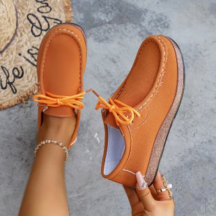 Damen Veloursleder‑Mokassin mit gepolstertem Plateau‑Fußbett und dekorativer Schnürung Shop Nory
