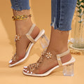 Damen Glamouröse Riemchen-Sandalen mit eleganten Blütenapplikationen Shopnory
