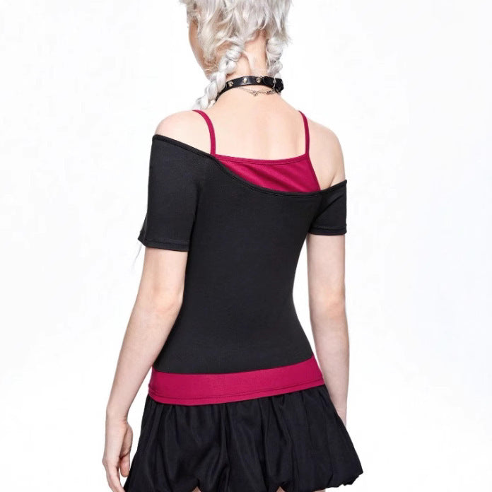 Damen Asymmetrisches Rock-T-Shirt mit grafischem Druck