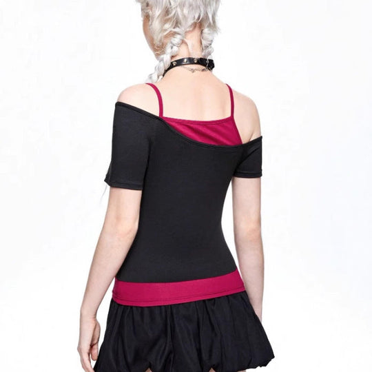 Damen Asymmetrisches Rock-T-Shirt mit grafischem Druck