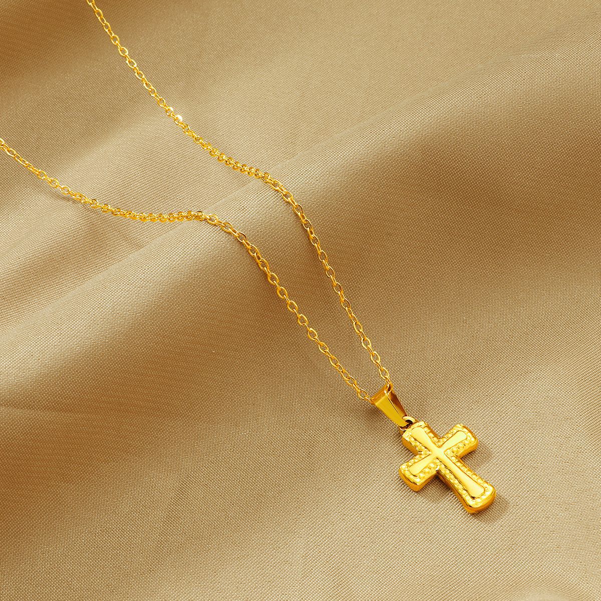 Damen Luxuriöse Gold Kreuz Anhänger Halskette Shop Nory
