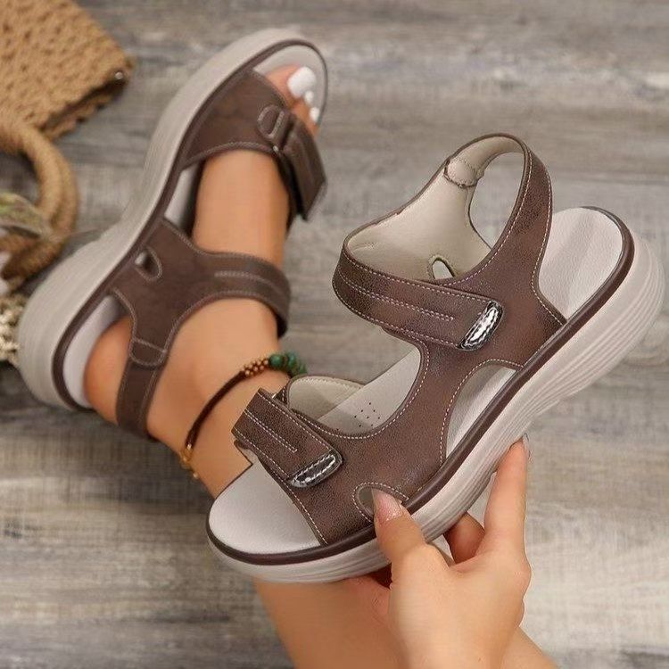 Damen Komfortable Riemensandalen mit verstellbarem Klettverschluss und ergonomischer Sohle