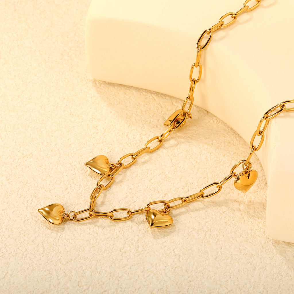 Damen Kette mit herzförmigen Anhängern aus hochwertigem Edelstahl Shop Nory
