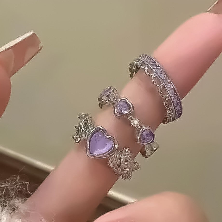 Damen Ring-Set mit herzförmigen und funkelnden Zirkonia-Elementen Shop Nory