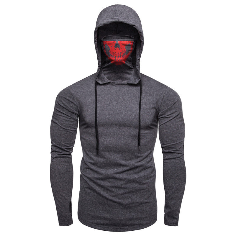 Herren Slim-Fit Kapuzenpullover mit integrierter Totenkopf-Gesichtsmaske Shop Nory