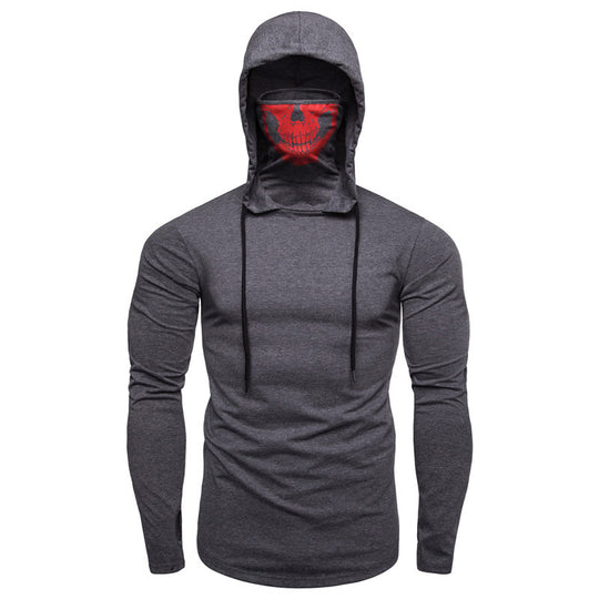 Herren Slim-Fit Kapuzenpullover mit integrierter Totenkopf-Gesichtsmaske Shop Nory