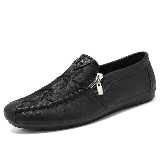 Herren elegante Lederoptik Slipper mit Zierreißverschluss, handgenähter Mokassinnaht und flexibler Komfortsohle Shop Nory