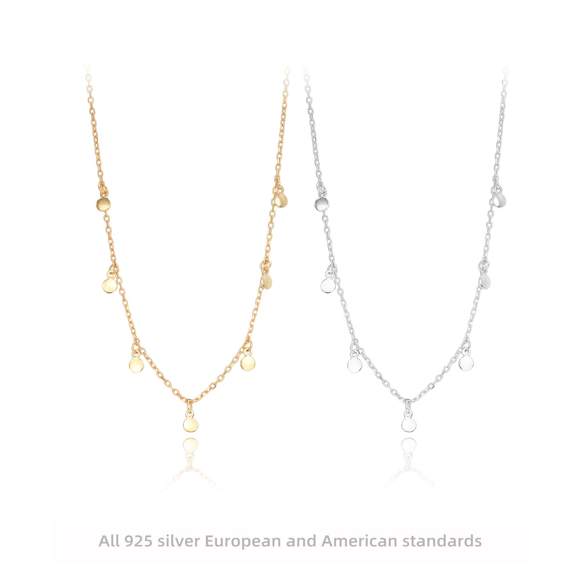Damen Halskette mit zarten, hängenden Anhängern aus hochwertigem 925 Sterling Silber Shop Nory