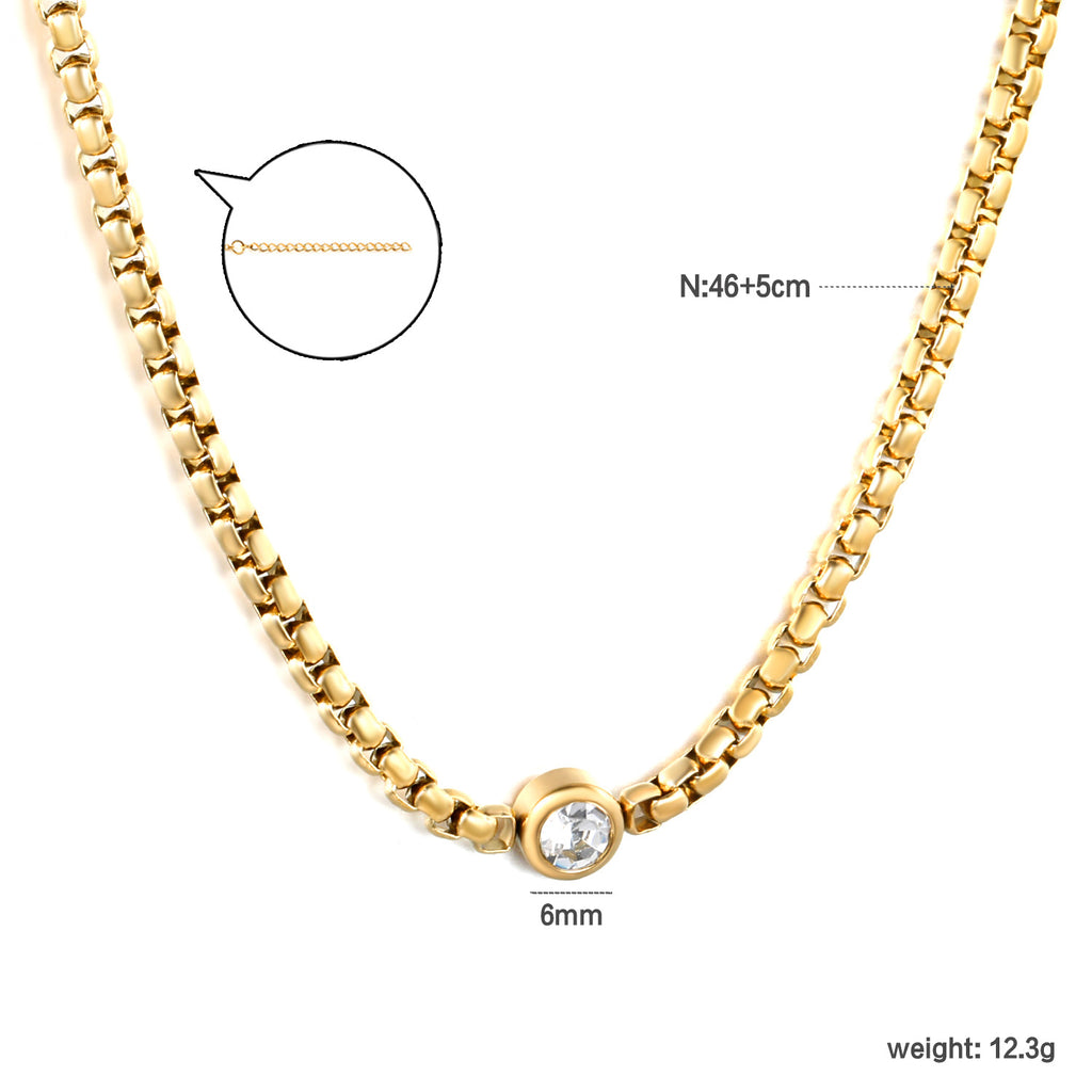Damen Edelstahl Halskette mit funkelndem Zirkonia-Anhänger Shop Nory