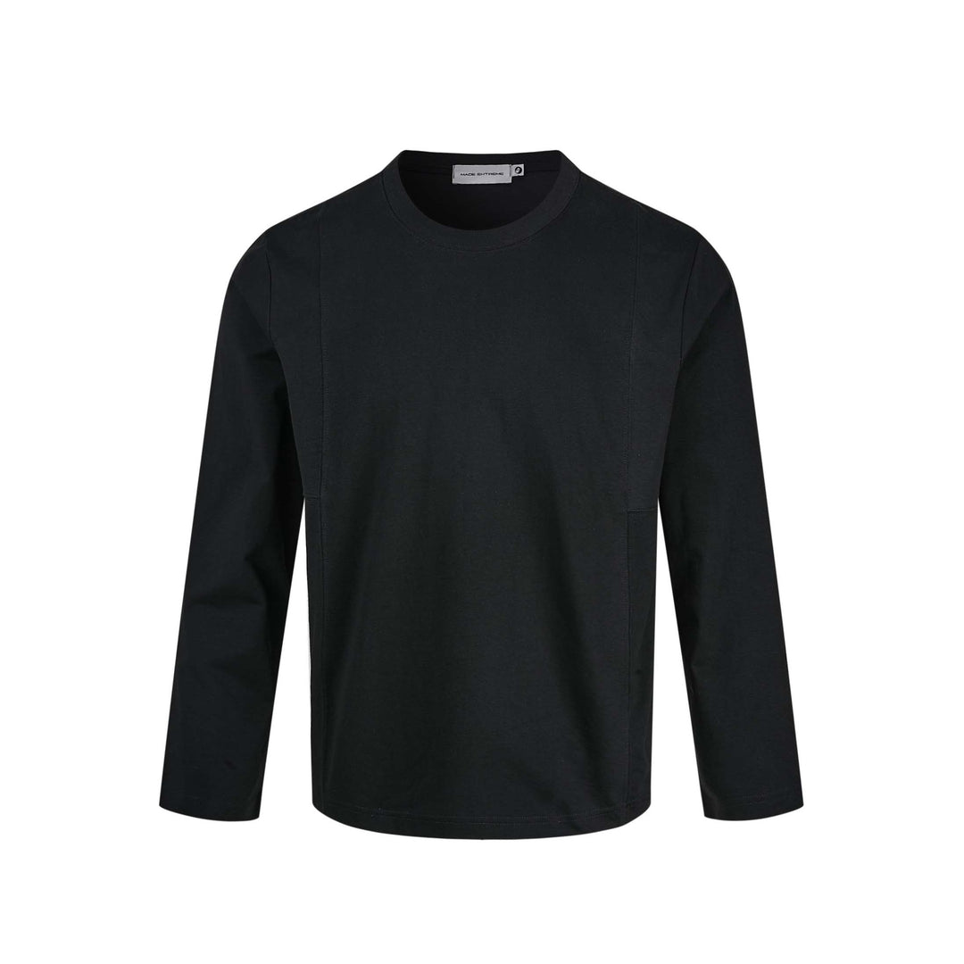 Unisex Technisches Langarmshirt mit Rundhalsausschnitt und nahtiertem Paneeldetail Shop Nory