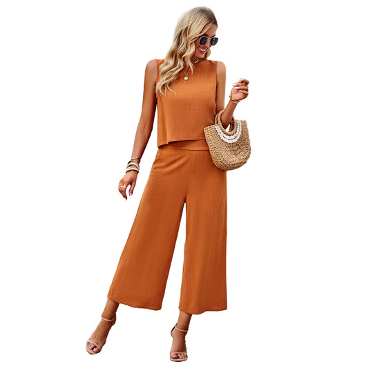Damen Cropped Top und Palazzo-Hose Set