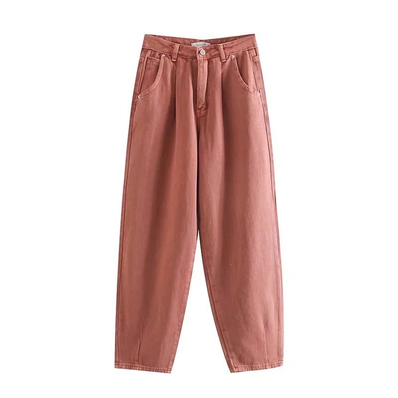 Damen Hochtaillierte Tapered‑Hose mit vorn gelegten Bundfalten und legerer Passform Shop Nory