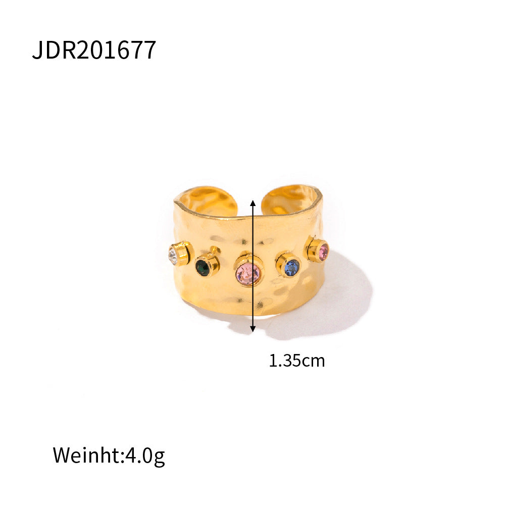 Damen trendiger Offener Ring mit bunten Kristallen Shop Nory
