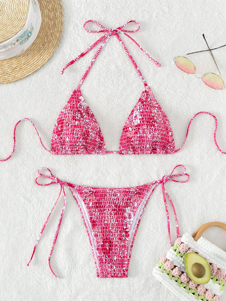 Damen Triangel-Bikini mit trendigem Rüschendesign