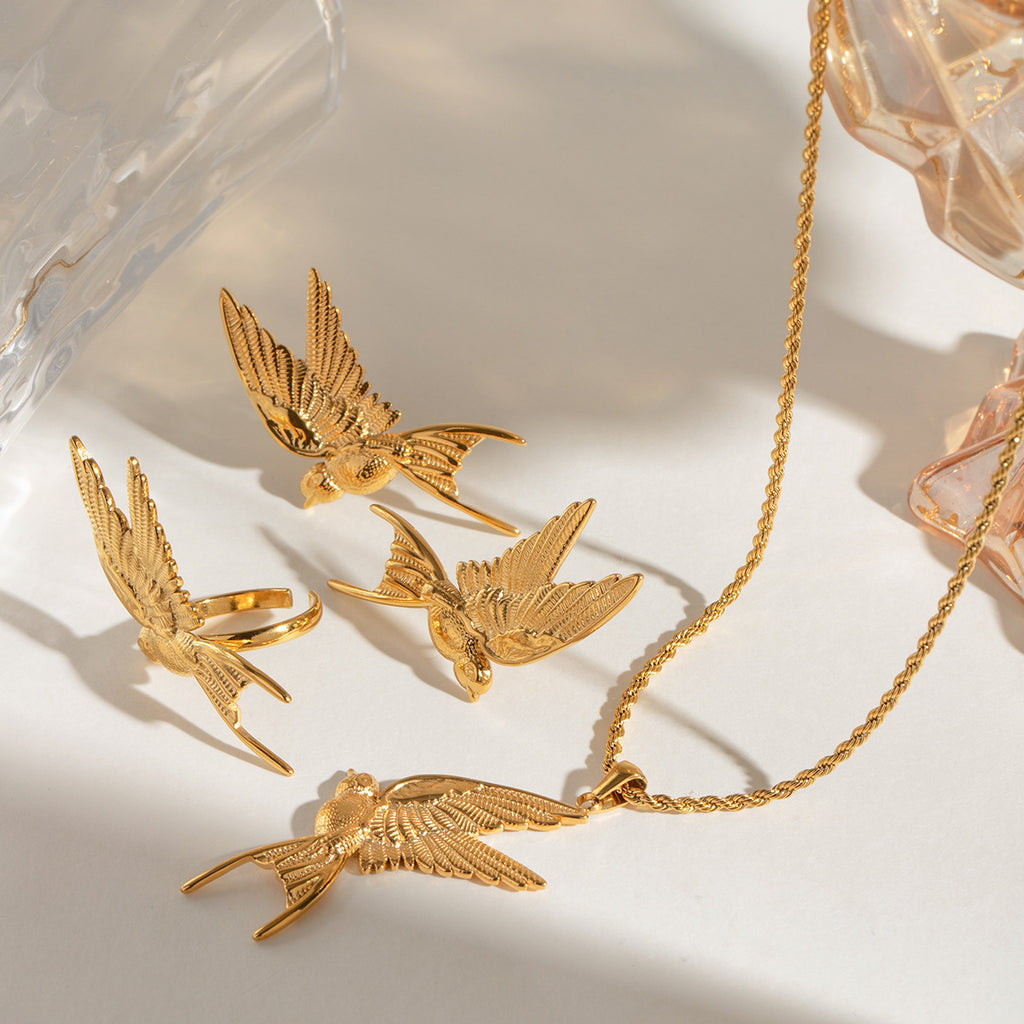 Damen Ohrhänger im eleganten Vogelmotiv aus hypoallergenem Edelstahl Shop Nory