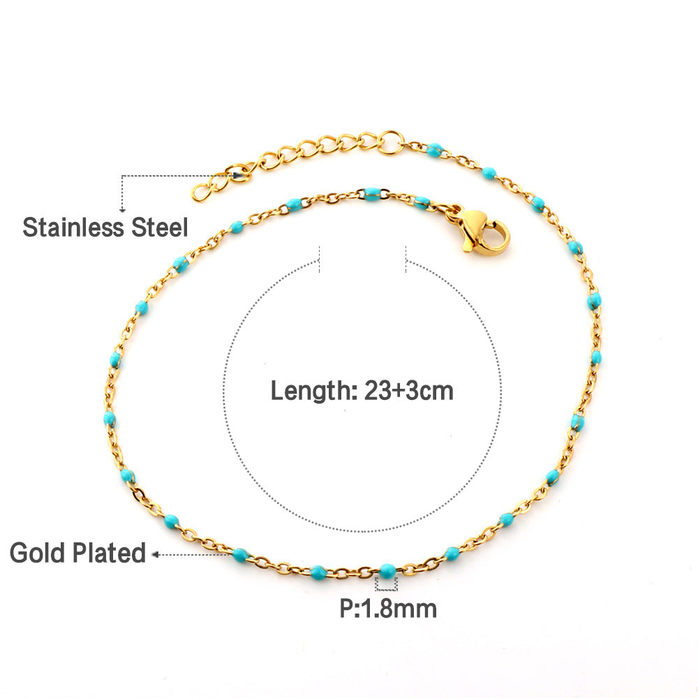Damen Edelstahl Fußkette mit antiallergischen Perlen Shop Nory