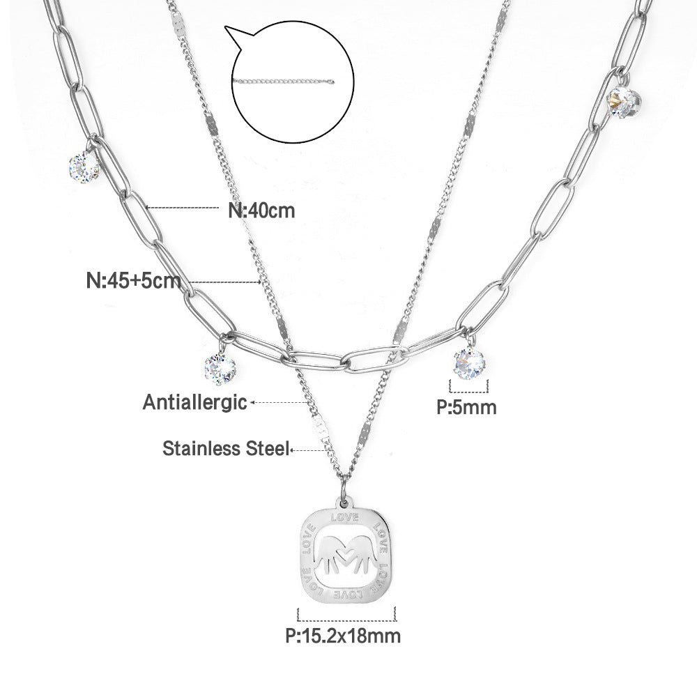 Damen Halskette mit goldplattiertem Anhänger und funkelnden Kristallen Shop Nory