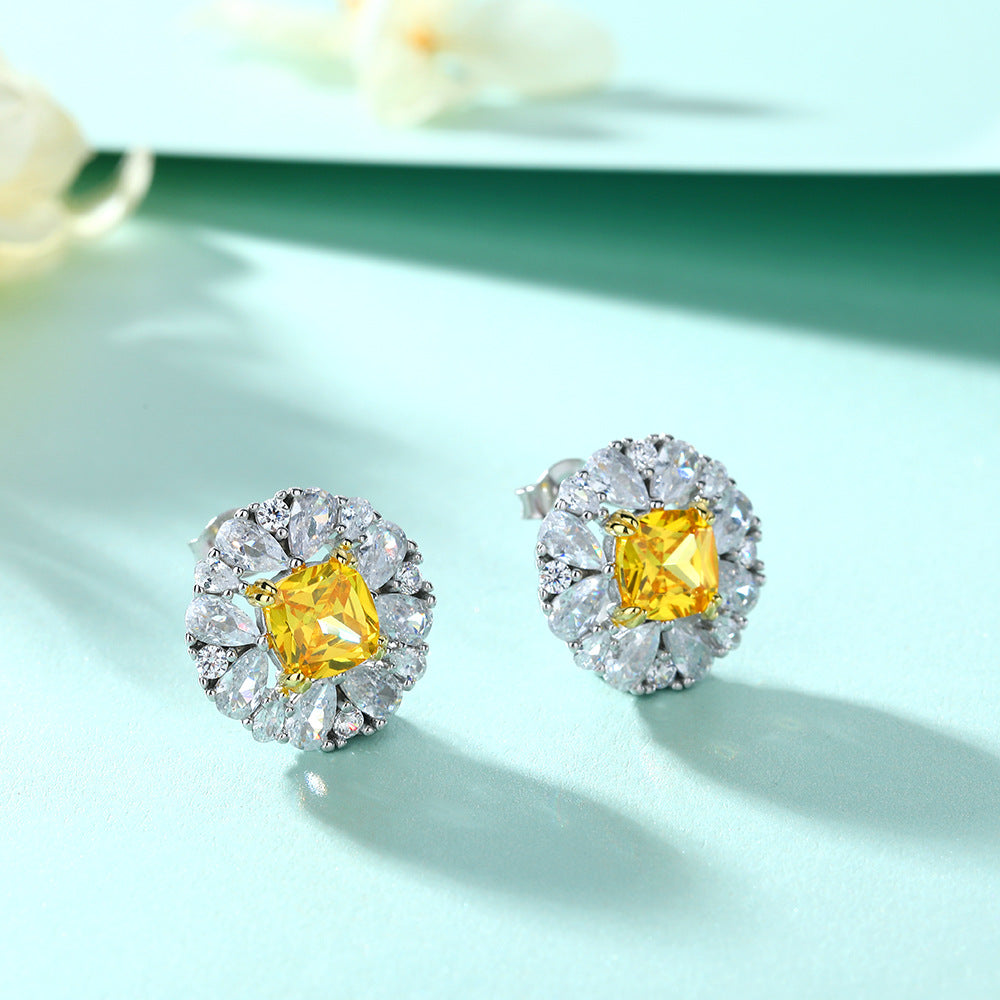 Damen Ohrstecker mit elegantem Kristallrahmen Shop Nory