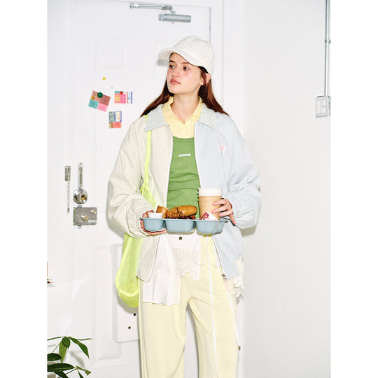 Unisex Gestreifte Pastell-Cordblousonjacke im Boxy‑Cut mit Hemdkragen und Elastikbund Shop Nory