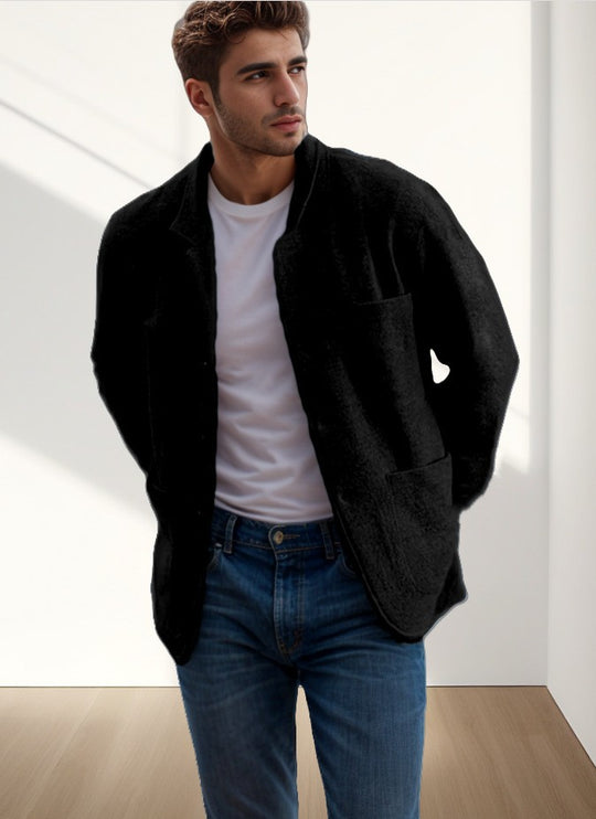 Herren Sakkoartige Strickjacke mit Hemdkragen und aufgesetzten Taschen Shop Nory