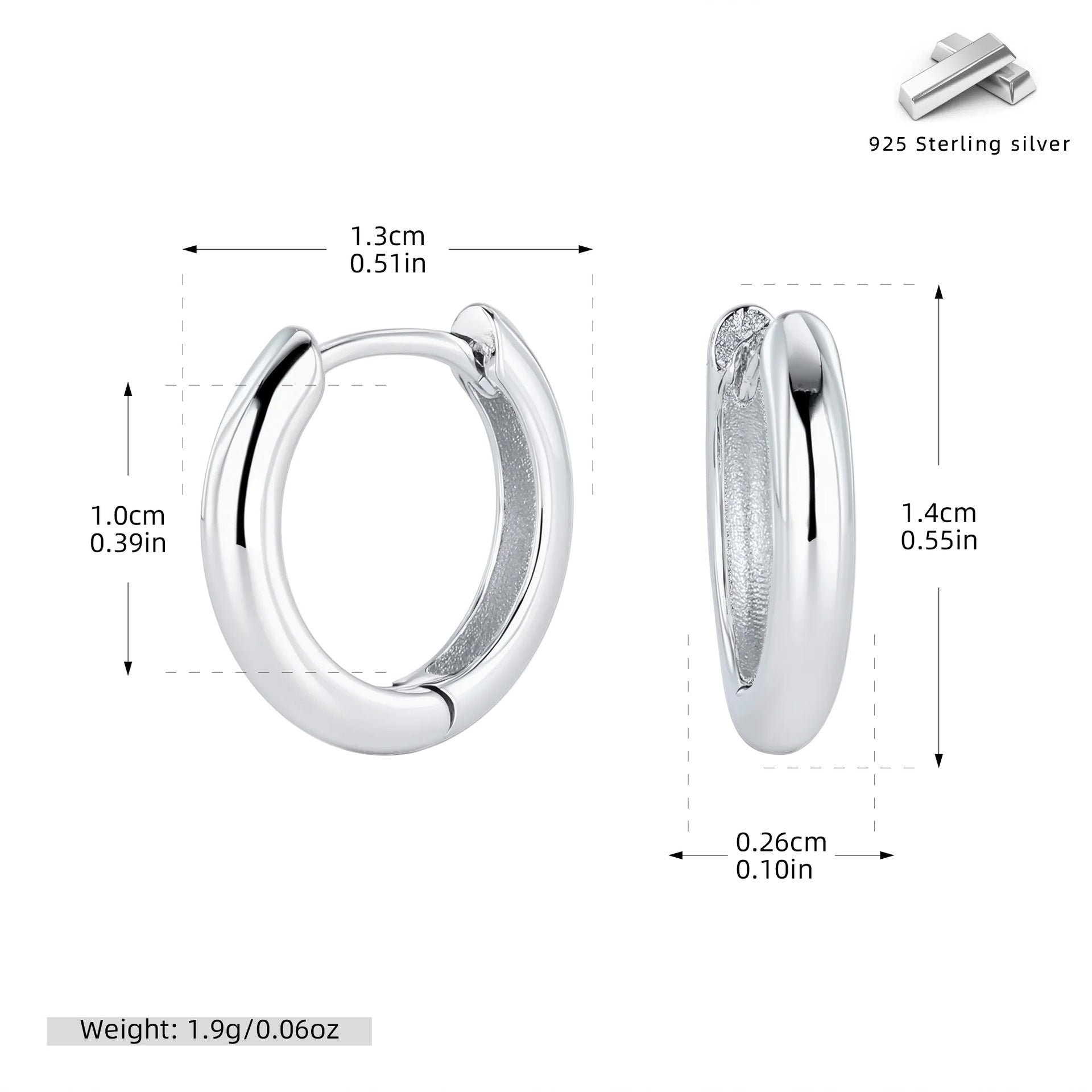 Damen Creolen in elegantem, modernem Design aus hochwertigem 925 Sterling Silber Shop Nory