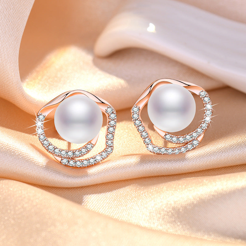 Damen Elegante Ohrringe mit Perlen und Kristallen Shop Nory