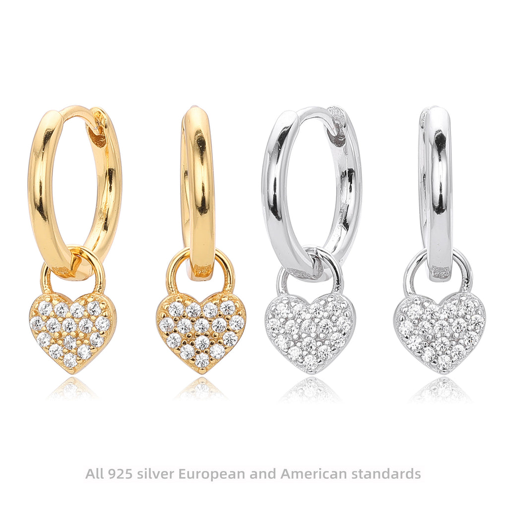 Damen Ohrhänger mit funkelndem Herzanhänger und hochwertigem 925 Sterlingsilber Shop Nory