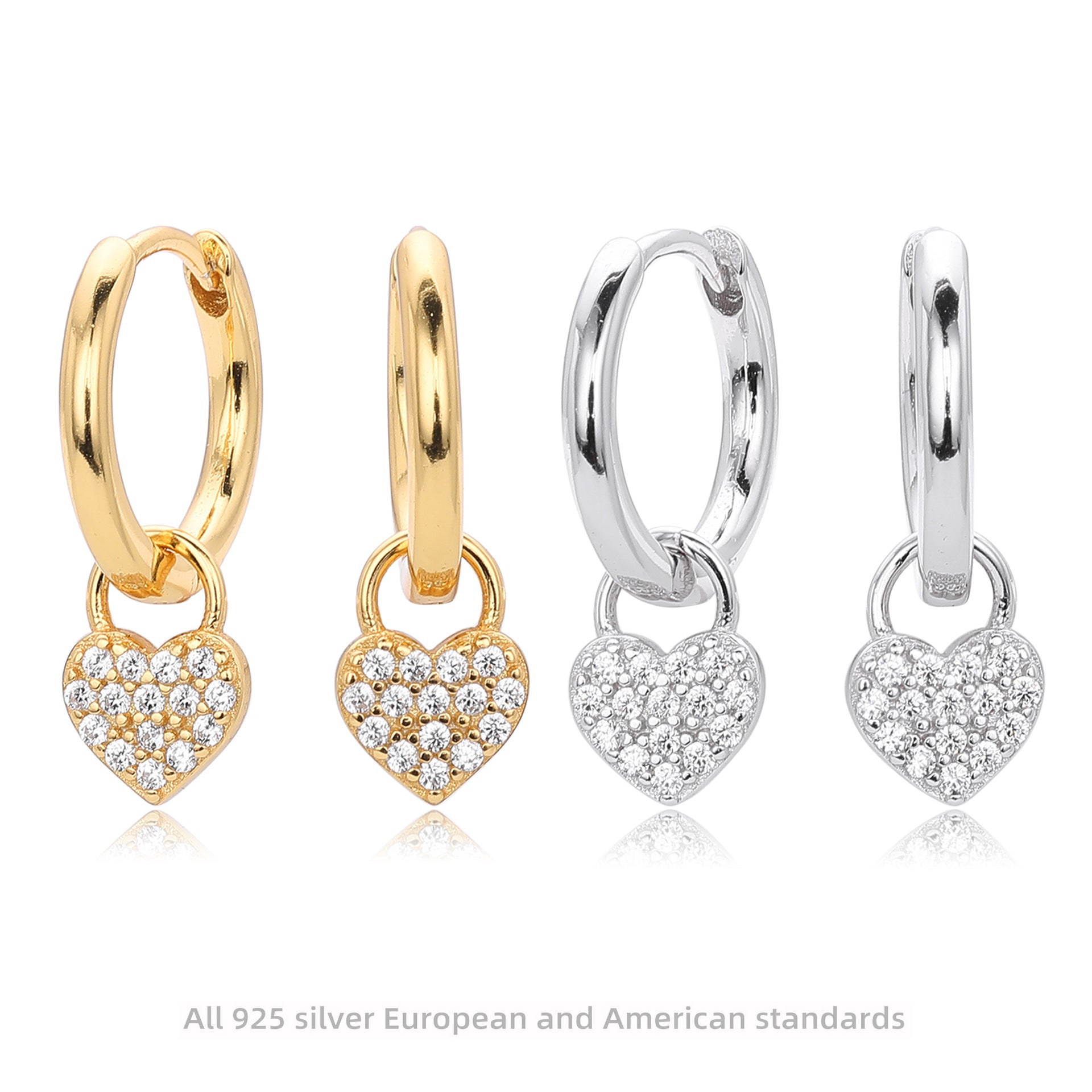 Damen Ohrhänger mit funkelndem Herzanhänger und hochwertigem 925 Sterlingsilber Shop Nory