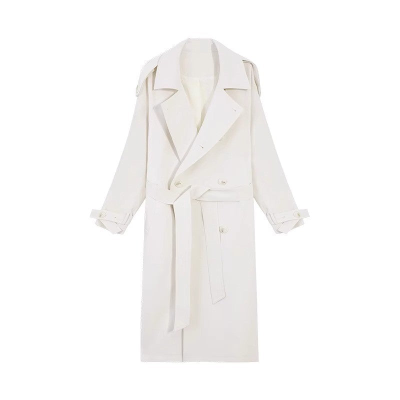 Damen Langer Oversize-Trenchcoat mit Ballonärmeln und Bindegürtel Shop Nory