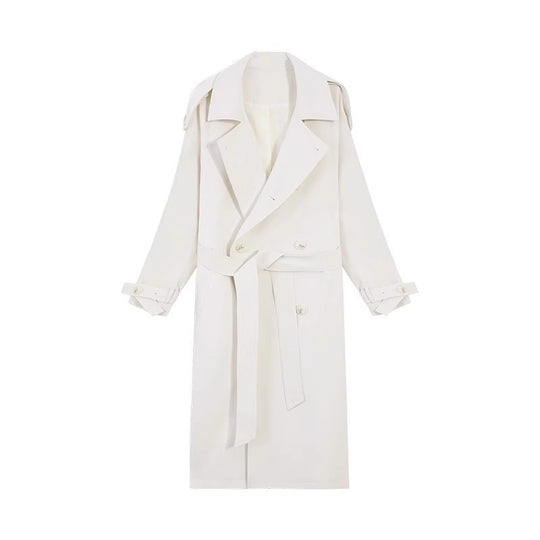 Damen Langer Oversize-Trenchcoat mit Ballonärmeln und Bindegürtel Shop Nory