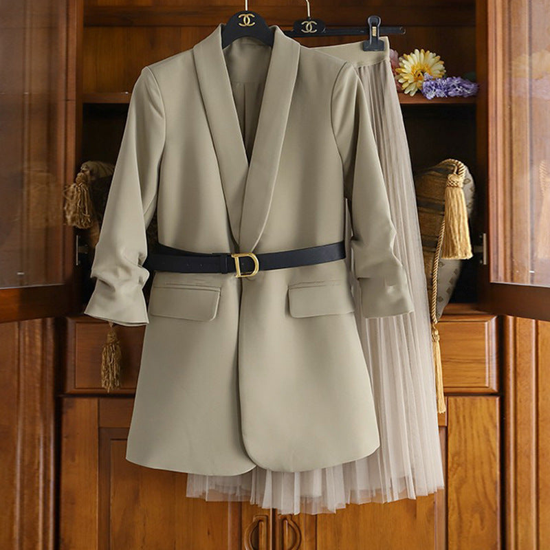 Damen Moderner Blazer mit Taillengürtel Shop Nory