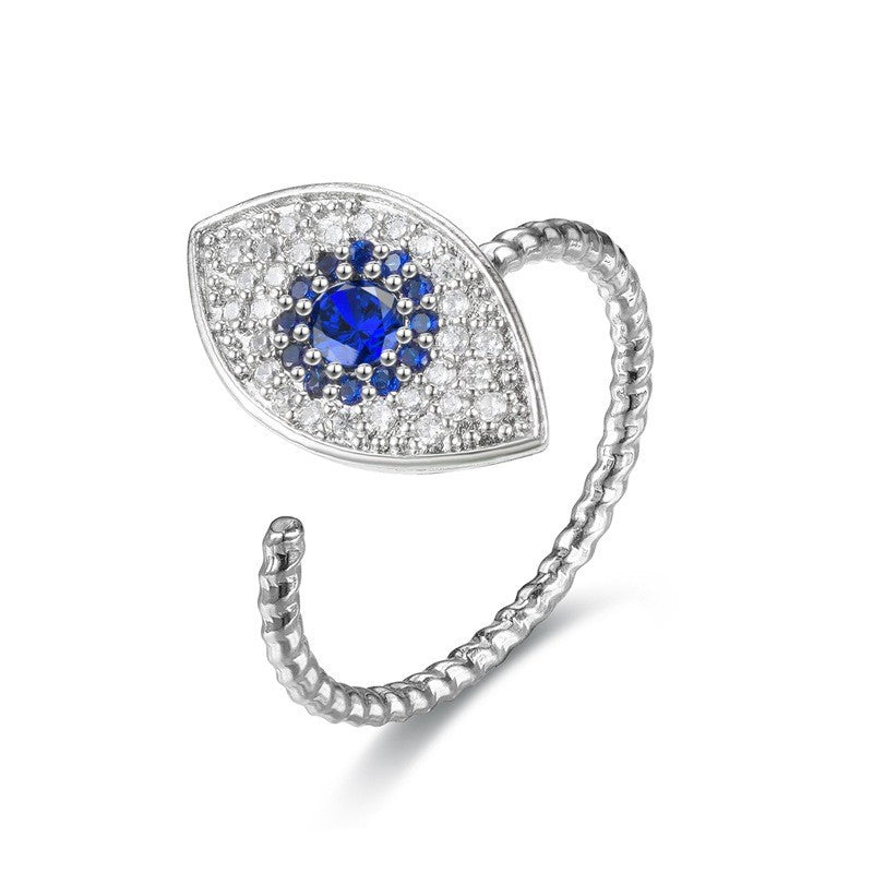 Damen Offener Ring mit elegantem Augendesign und funkelnden Zirkonia Steinen Shop Nory