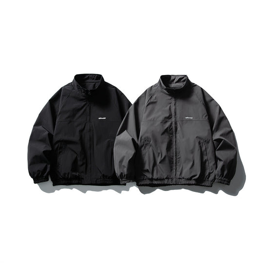 Unisex Leichte wasserabweisende Windjacke mit Stehkragen, Raglanärmeln und elastischem Saum Shop Nory