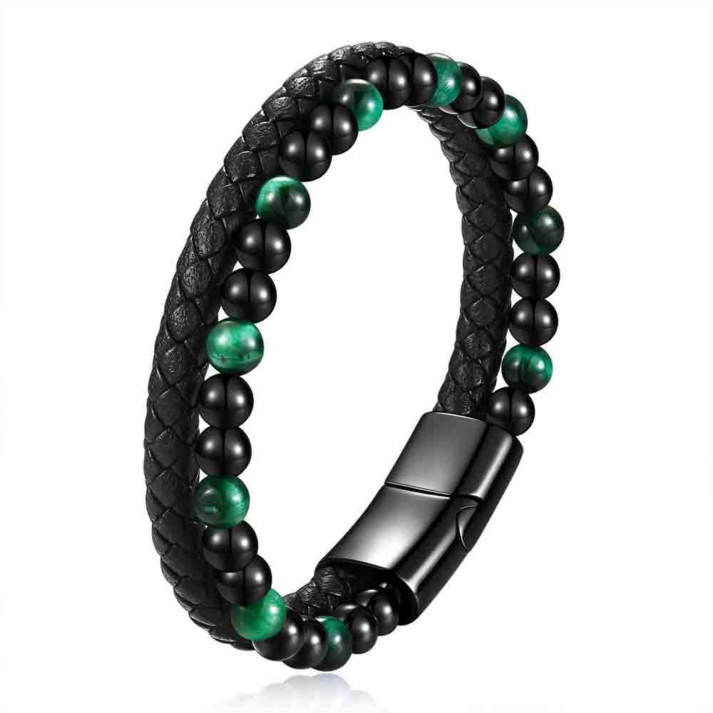 Damen Lederarmband mit geflochtenem Design und elegantem Zierbead Shop Nory
