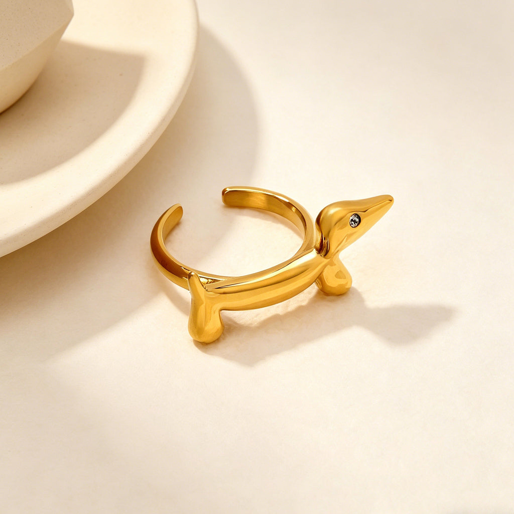 Damen Ring im modernen Hundedesign mit funkelndem Zirkonia Shop Nory